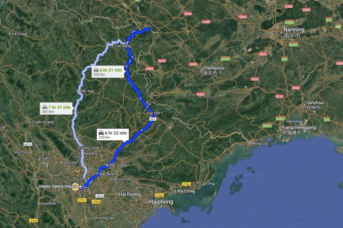 Location Map of Ban Gioc Waterfalls